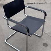 Set of 4 bauhaus cantilever chairs black leather and chrome design 80's