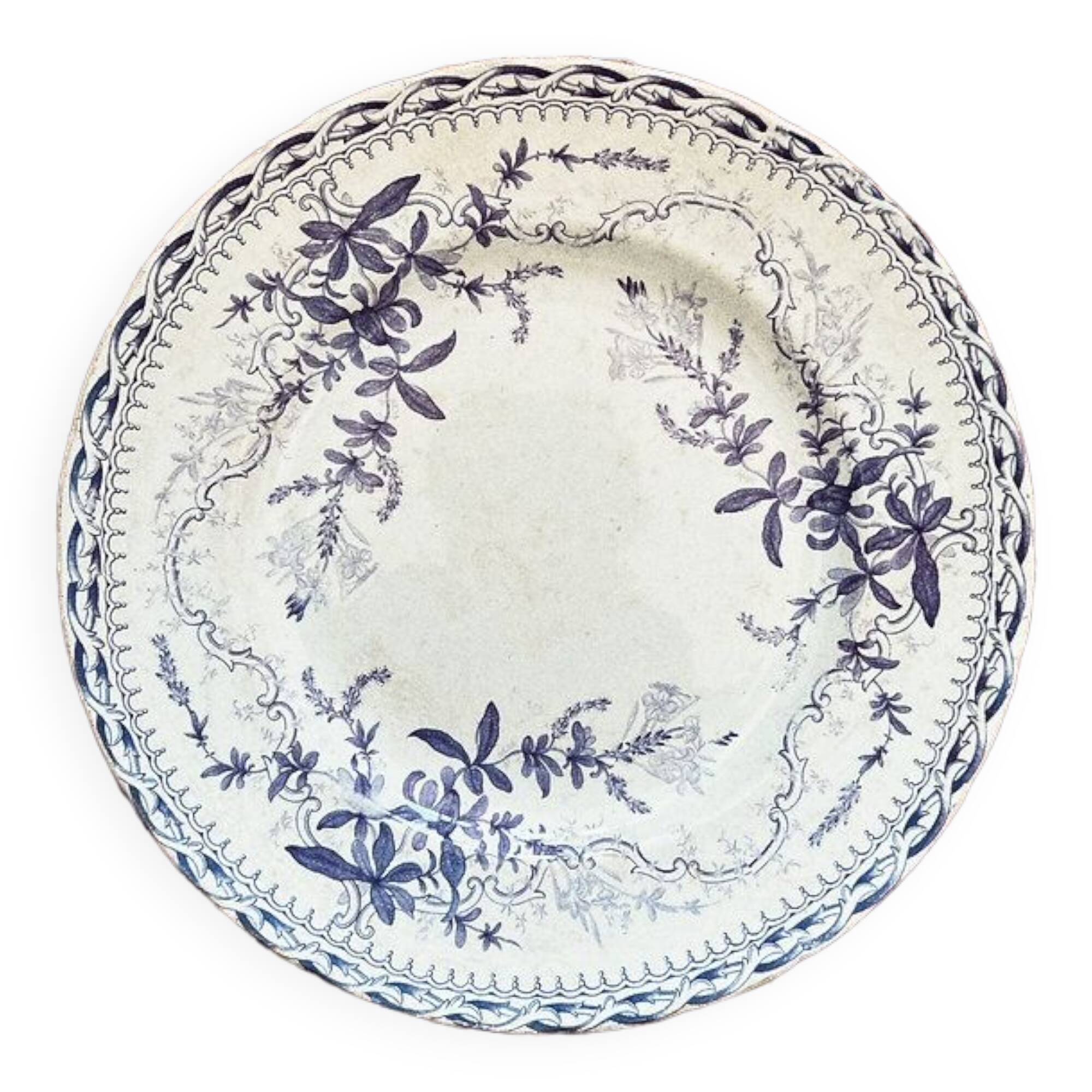 Large flat Iron Earth. Cream & blue color