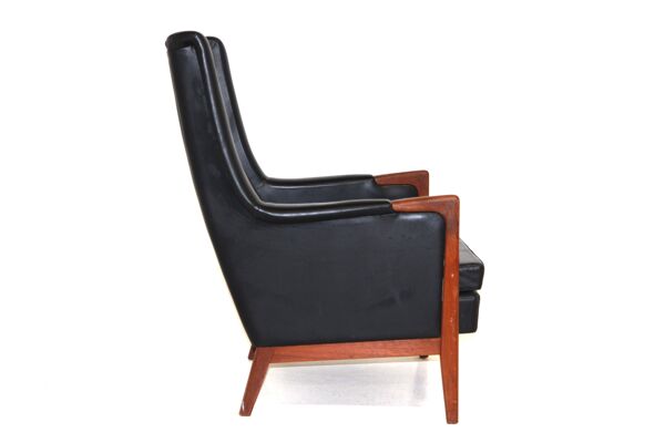 Fauteuil en cuir, Karl Erik Ekselius, Suède, 1960