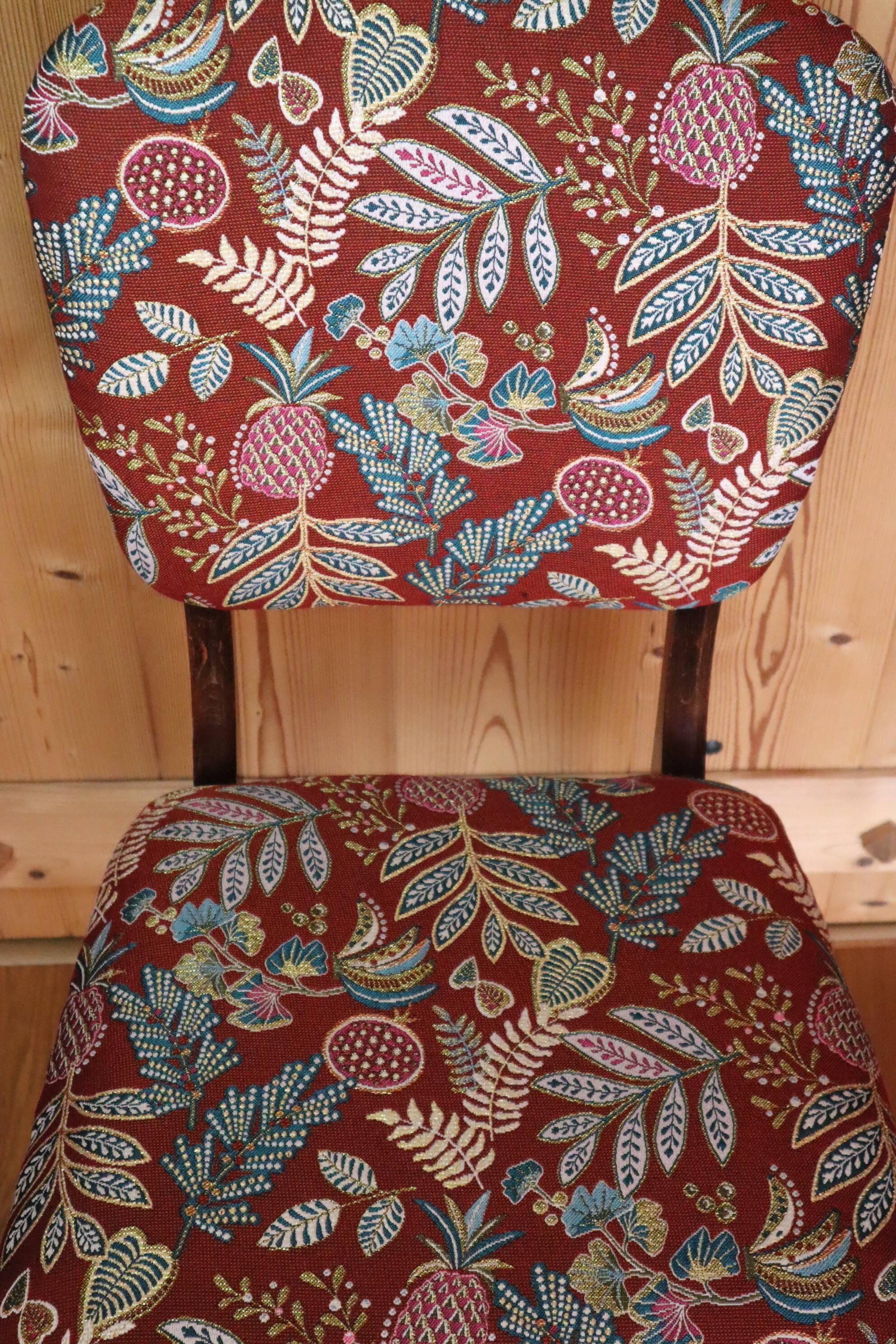 chaise  Kadoura renovée tissu jungle doré