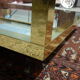 Table basse en laiton verre et miroir 1960/1970
