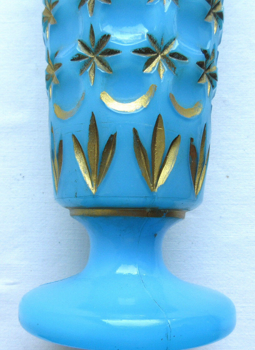 Church vase for offering to the Virgin, starry blue opaline Gold