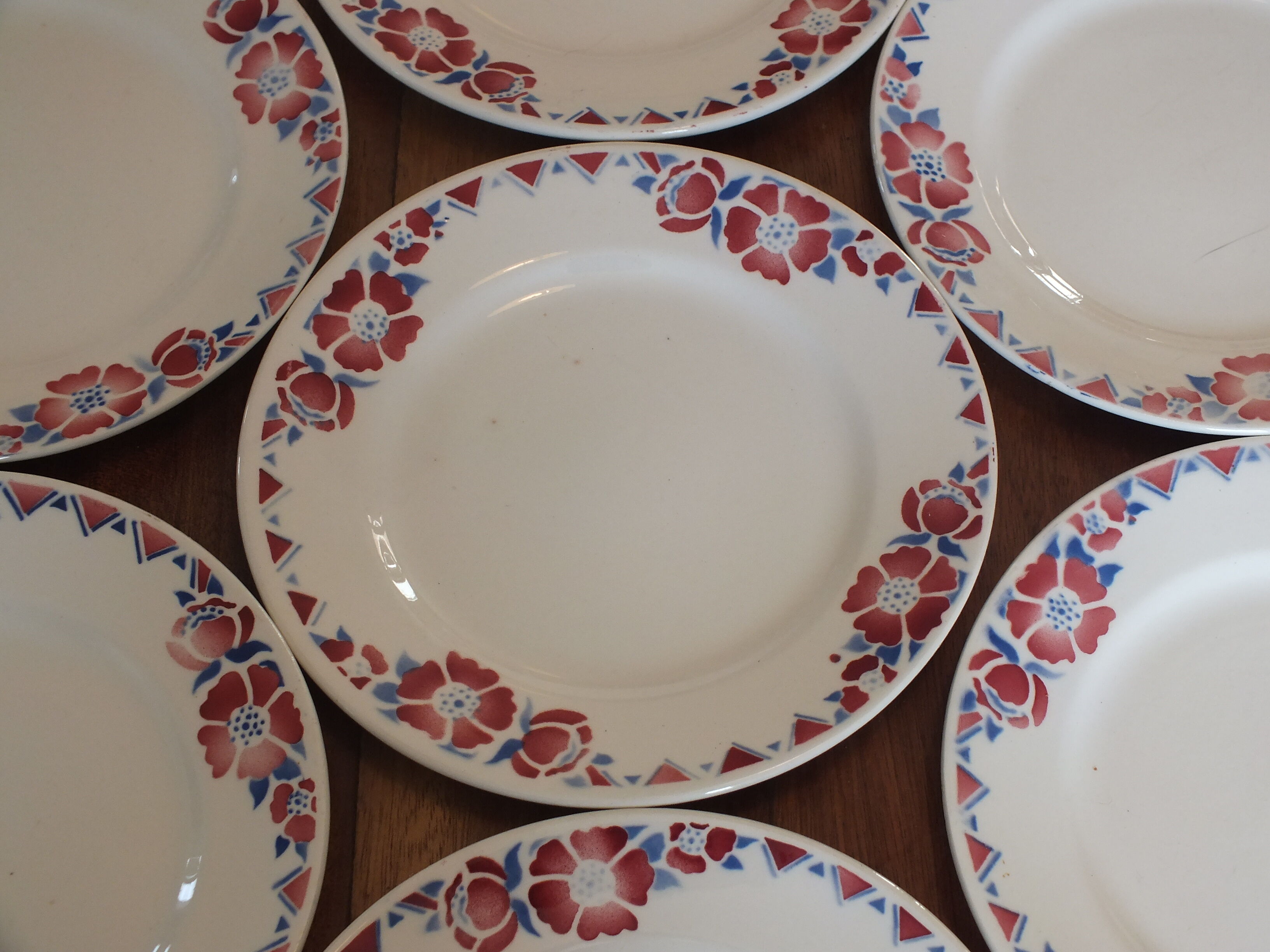 + Set 8 dessert plates Céranord - Saint Amand model Eglantines +