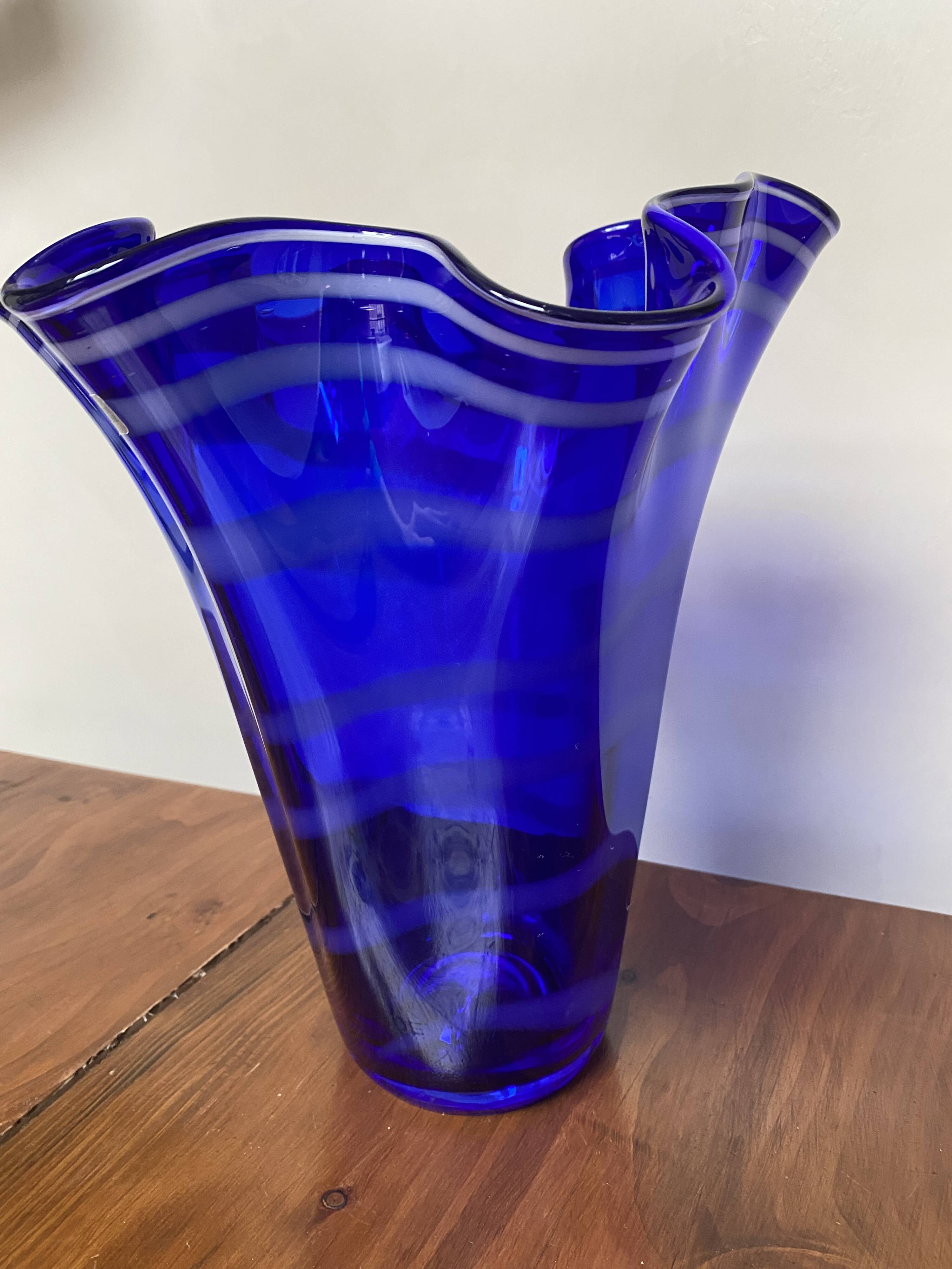 cobalt blue handkerchief vase