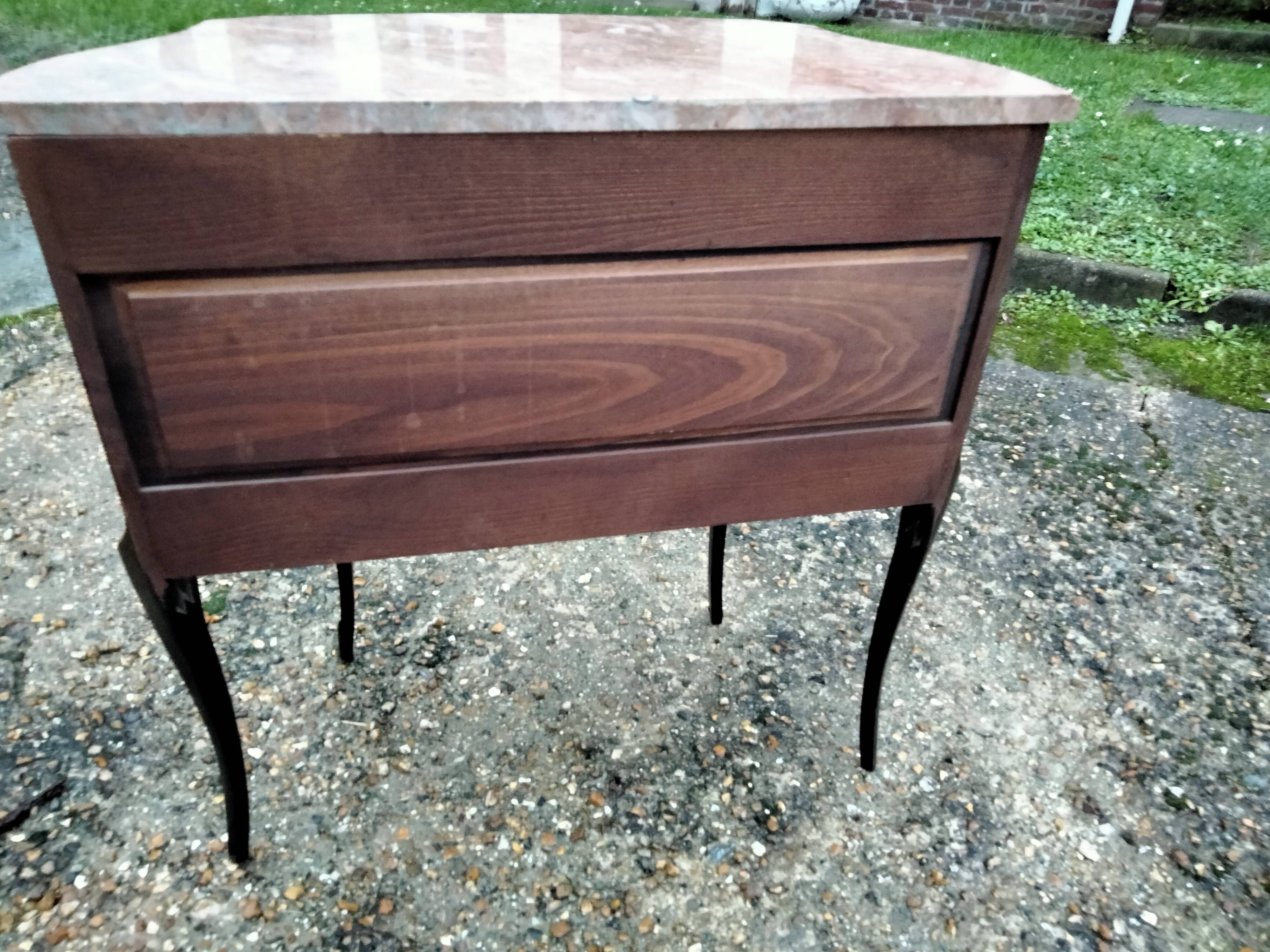 Commode marquetry old style louis xvi vintage marble top xxeme