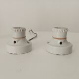 Pair of antique industrial porcelain wall lights