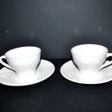 Set of 2 cups molded in opaque Sarreguemines earthenware
