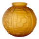 Amber Art Deco molded glass ball vase