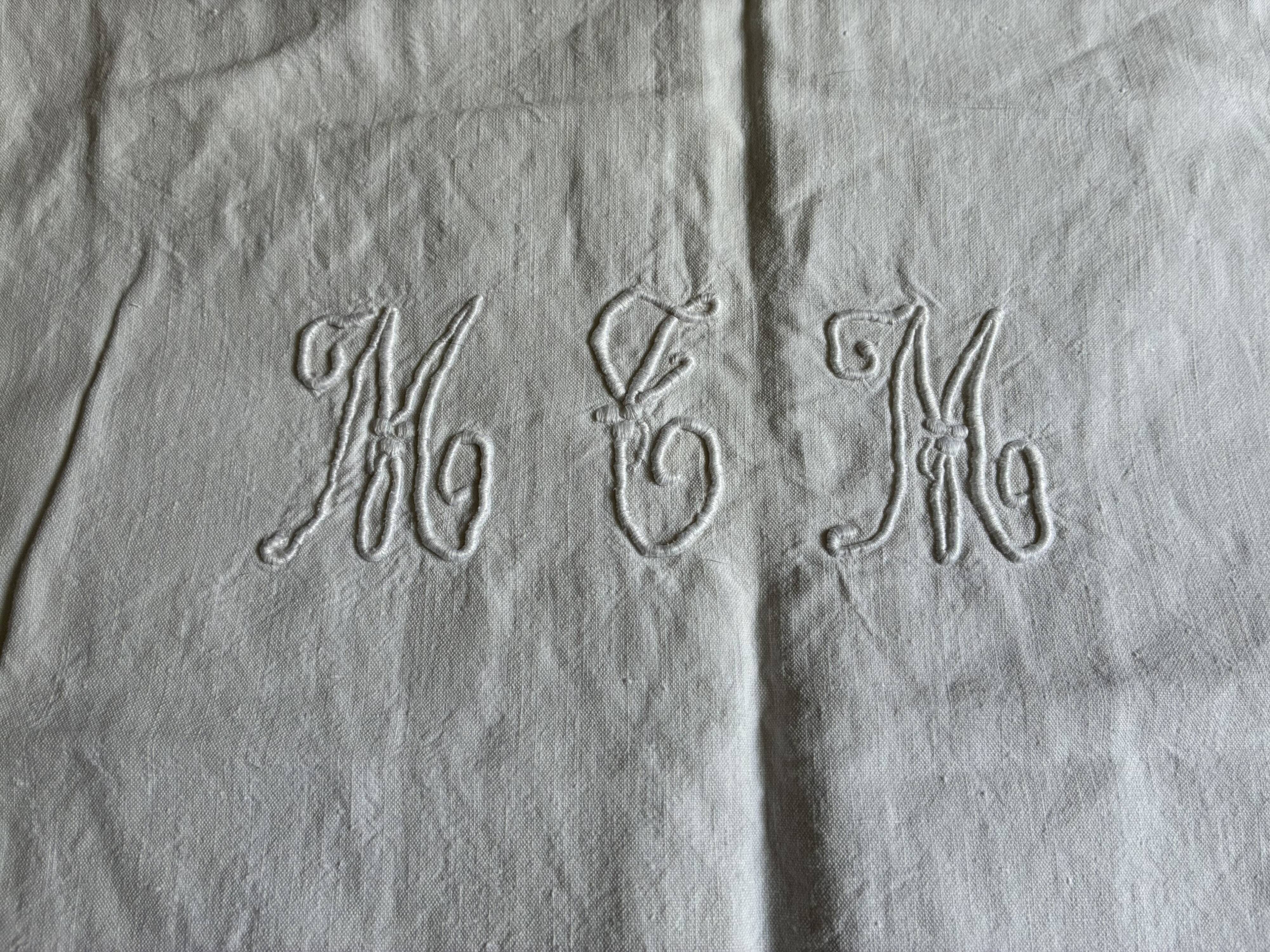 Old linen cloth marked MTM