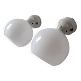 Duo of opaline and porcelain pendant lights