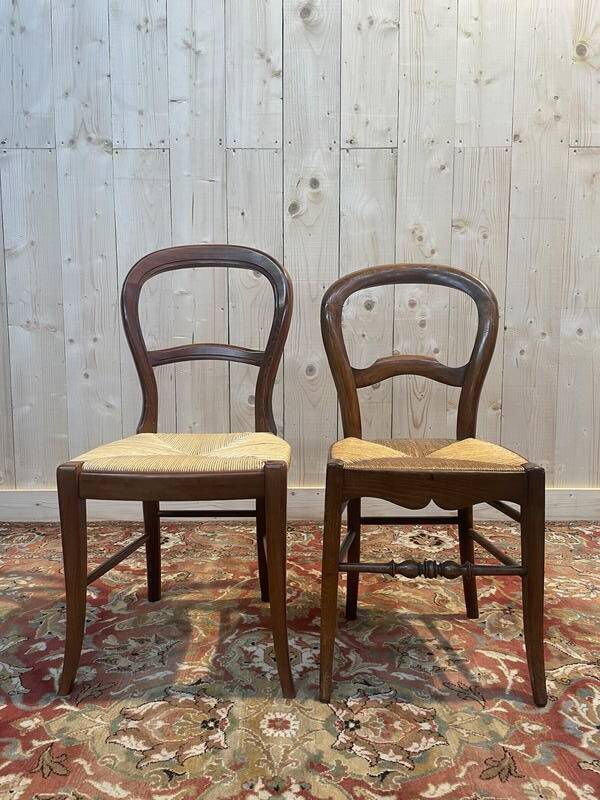 Set of 6 Louis Philippe straw chairs
