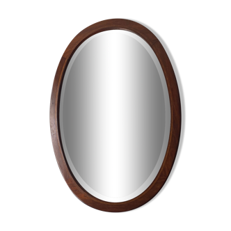 Vintage oval wooden mirror bevelled 90x66cm