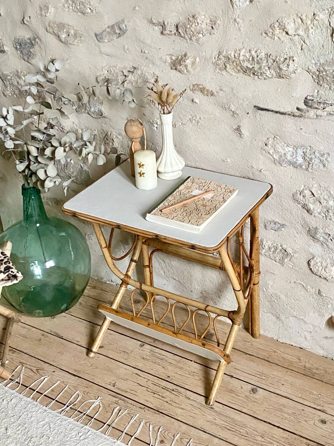 Rattan side table