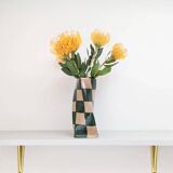 Green Check Twist Vase
