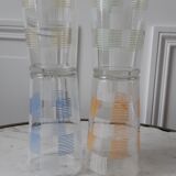 Set of 4 large colored water glasses 70s