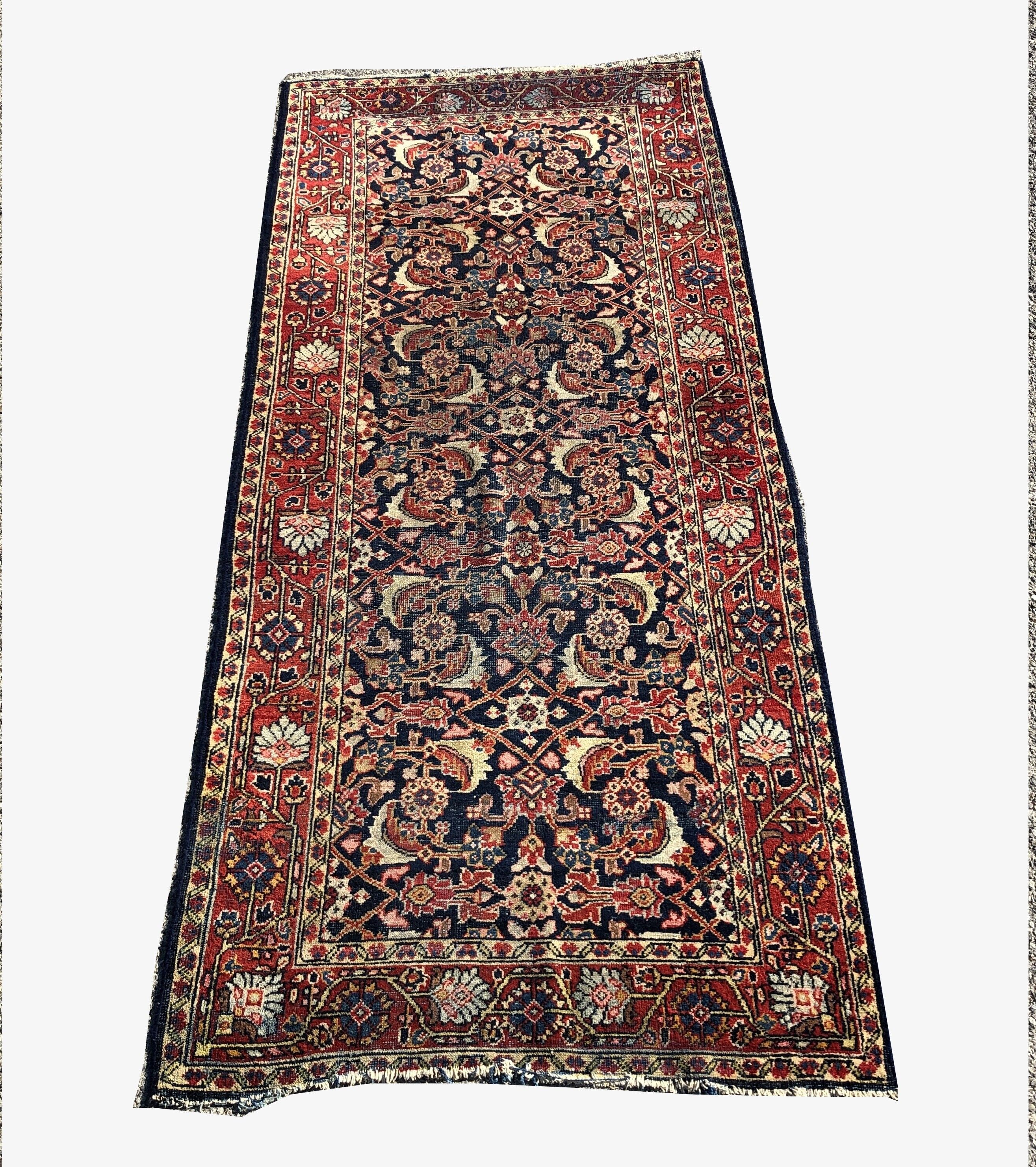 Oriental carpet iran persian Ancient MALAYER : 1.12 X 2.80 M
