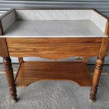 Ancienne table de toilette coiffeuse en marbre et bois massif