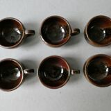 6 cups enamelled sandstone, Pierre Bernier and Isabelle Roger, 80s