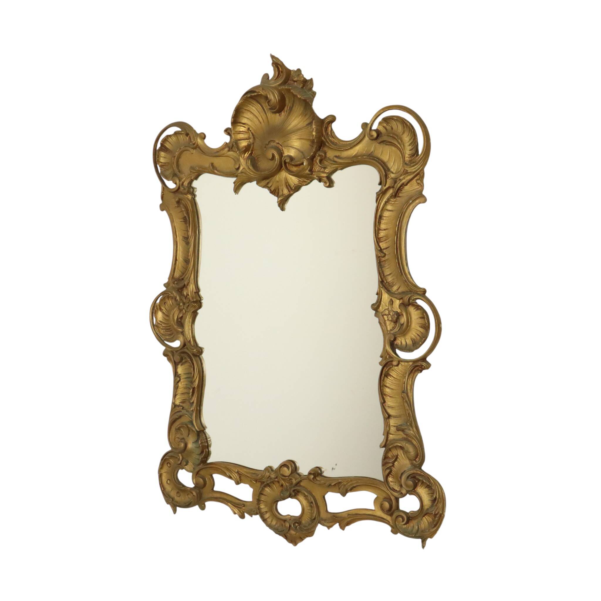 Italian Crested Mirror Rococo Style Gold-Colored Resin 84cm