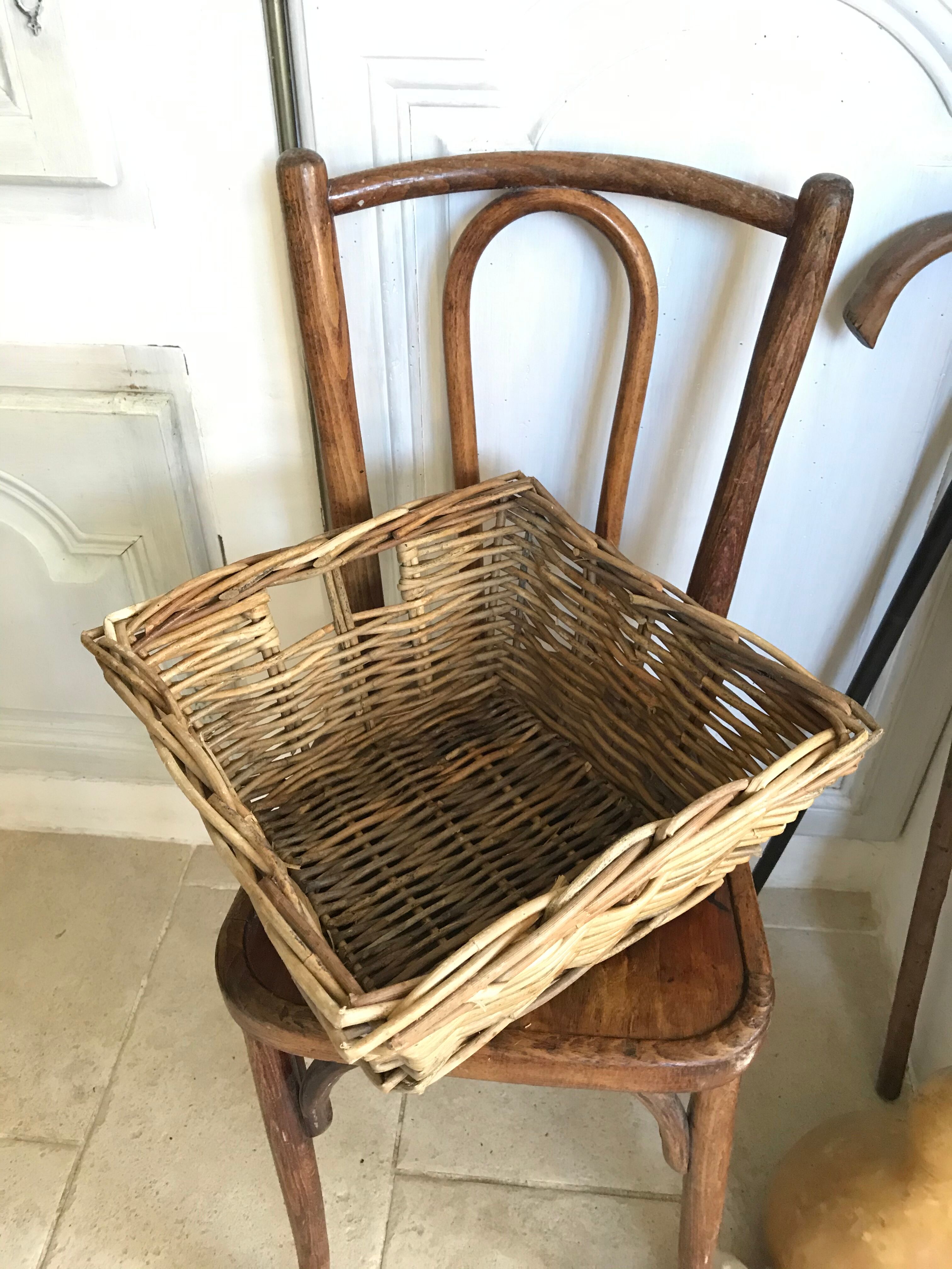 Vintage wicker square basket