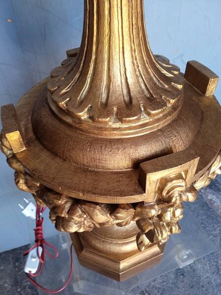 90cm lamp carved gilded wood Louis XVI style
