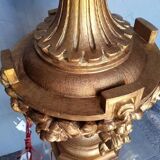 Lampe 90cm bois sculpté doré style Louis XVI