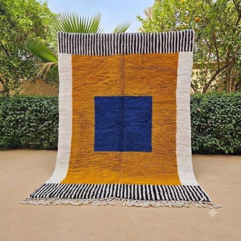 Large handmade traditional Berber rug in pure wool, size 3/4 m.