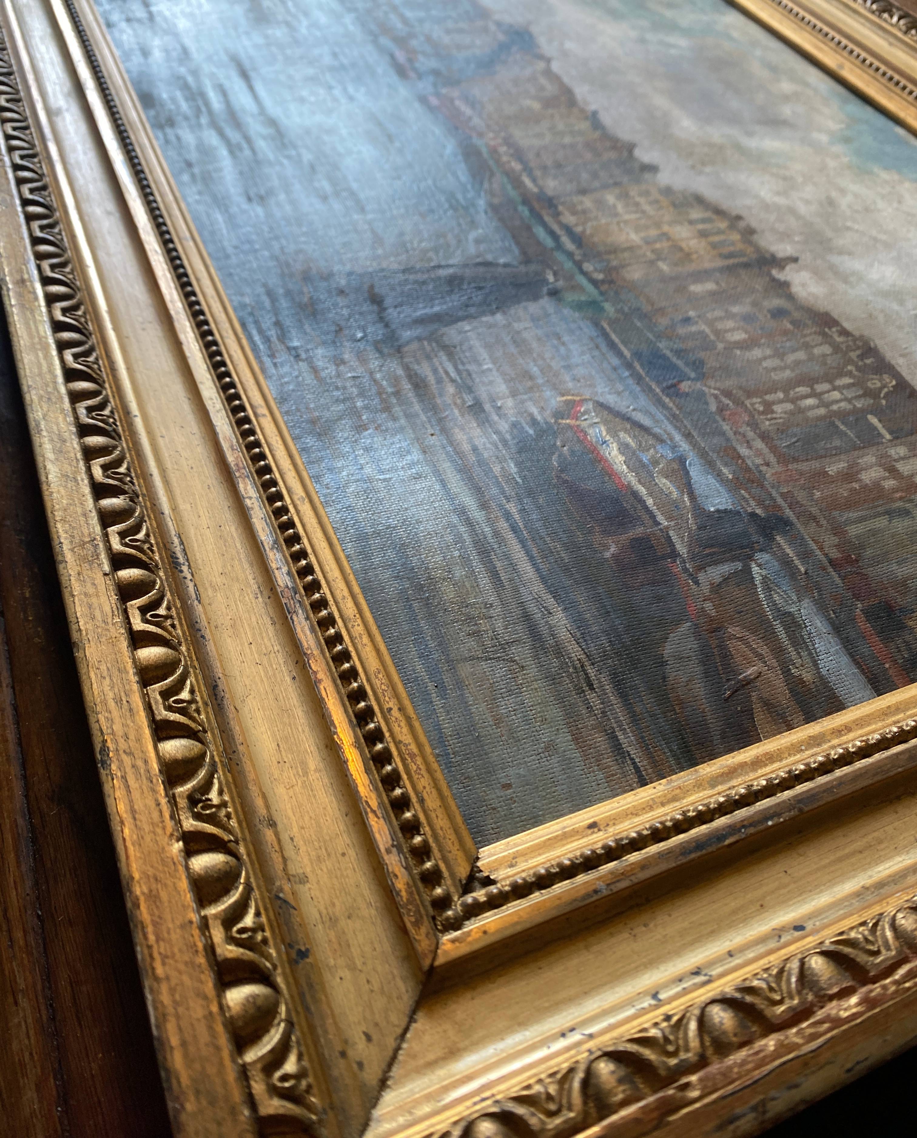 Tableau HSP school of the North Impressionist late 19th century marine port signed + frame