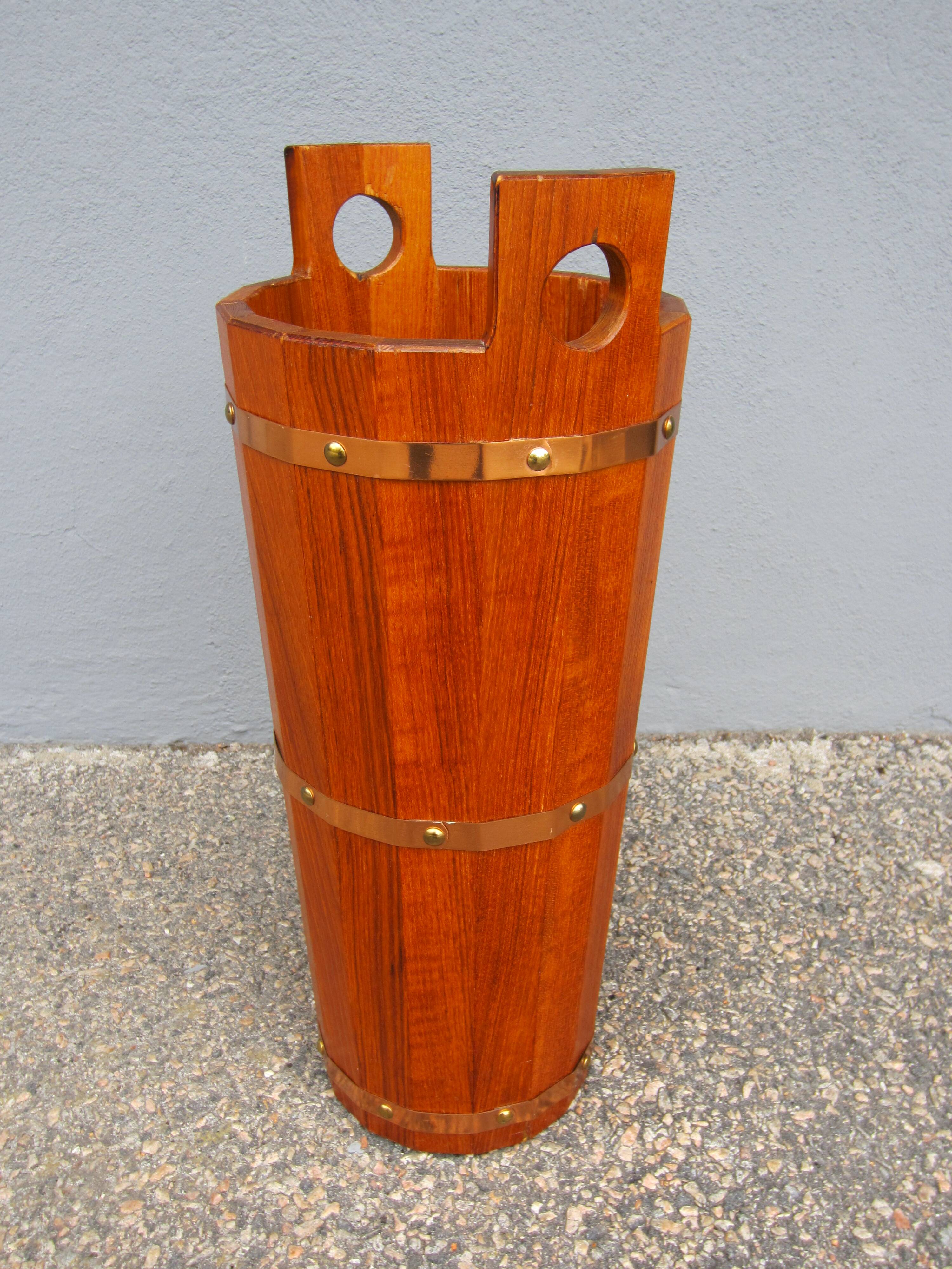 Scandinavian teak umbrella stand by JH Sävsjö