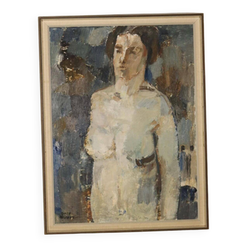 Large Swedish Mid-Century Oil On Canvas Painting" Nude Study " by Egon E:son Weinemo