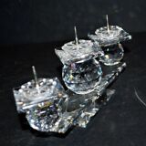 SWAROVSKI candle holder three candles in cut crystal signed 18.5 x 9 x 4cm