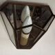 Matching pair french mid century copper & glass single light wall lanterns 3915