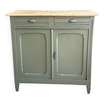 Buffet parisien kaki et bois brut