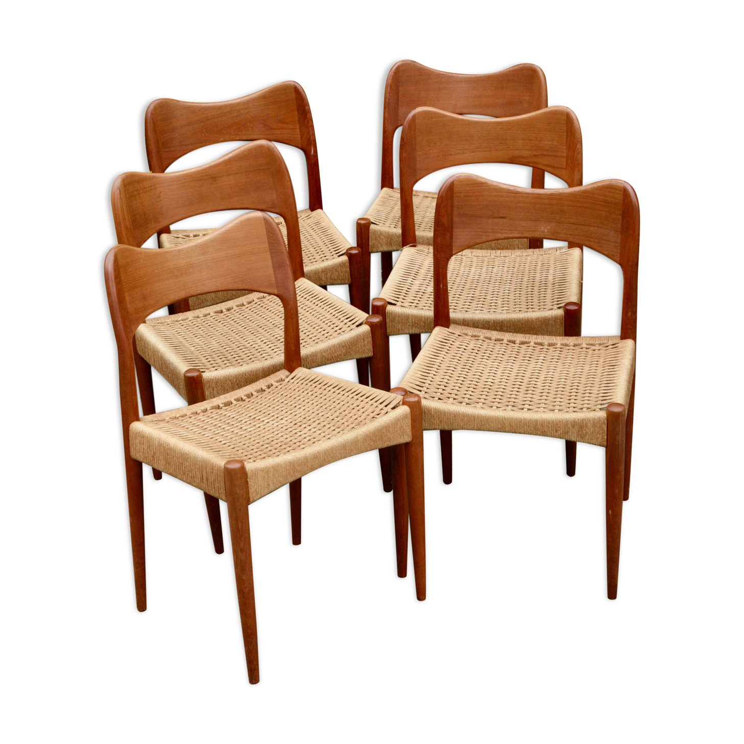 Set of 6 tek dining chairs by Arne Hovmand Olsen for Mogens Kold