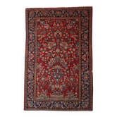 Tapis persan Kashan ancien fait main, 136 cm x 201 cm, années 1910