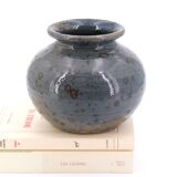 Blue ball vase in pyrite stoneware by Guy Baudat, 70s