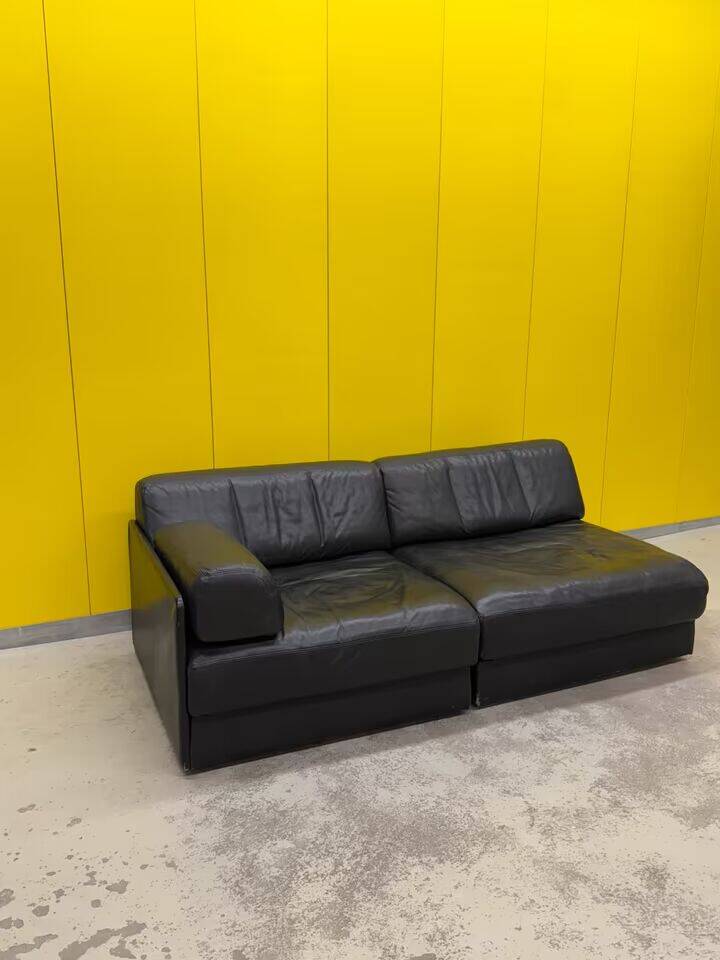 De Sede DS-76 Modular 2-Seater Sofa / Sofa Bed – Black Leather (1970s)