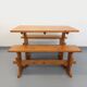 Suite of a table and 2 vintage fir benches from the 60s