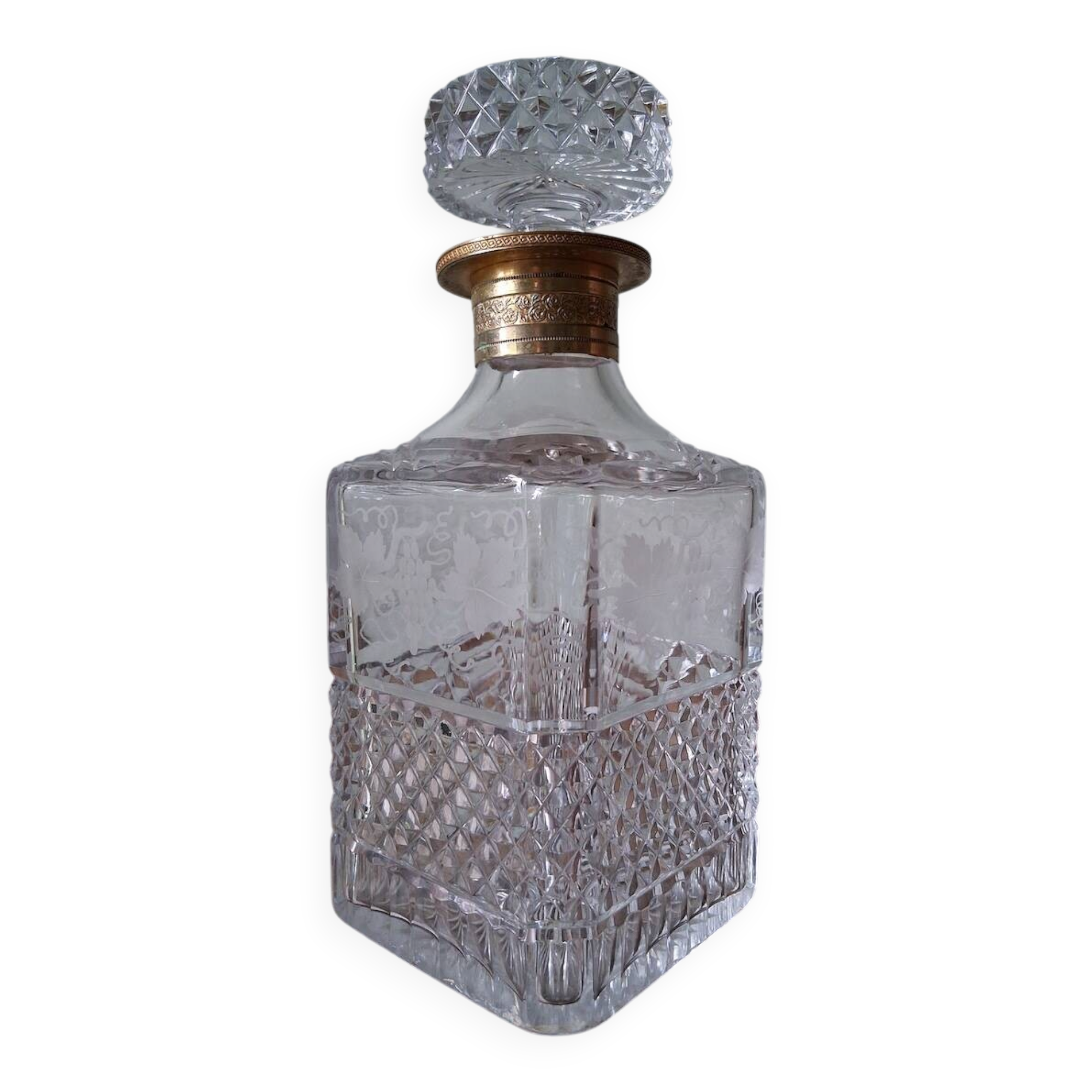 Crystal and gilded brass carafe