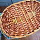 Vintage wicker basket – Blue floral fabric & matching cushion
