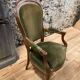 Louis Philippe green velvet and wood armchair