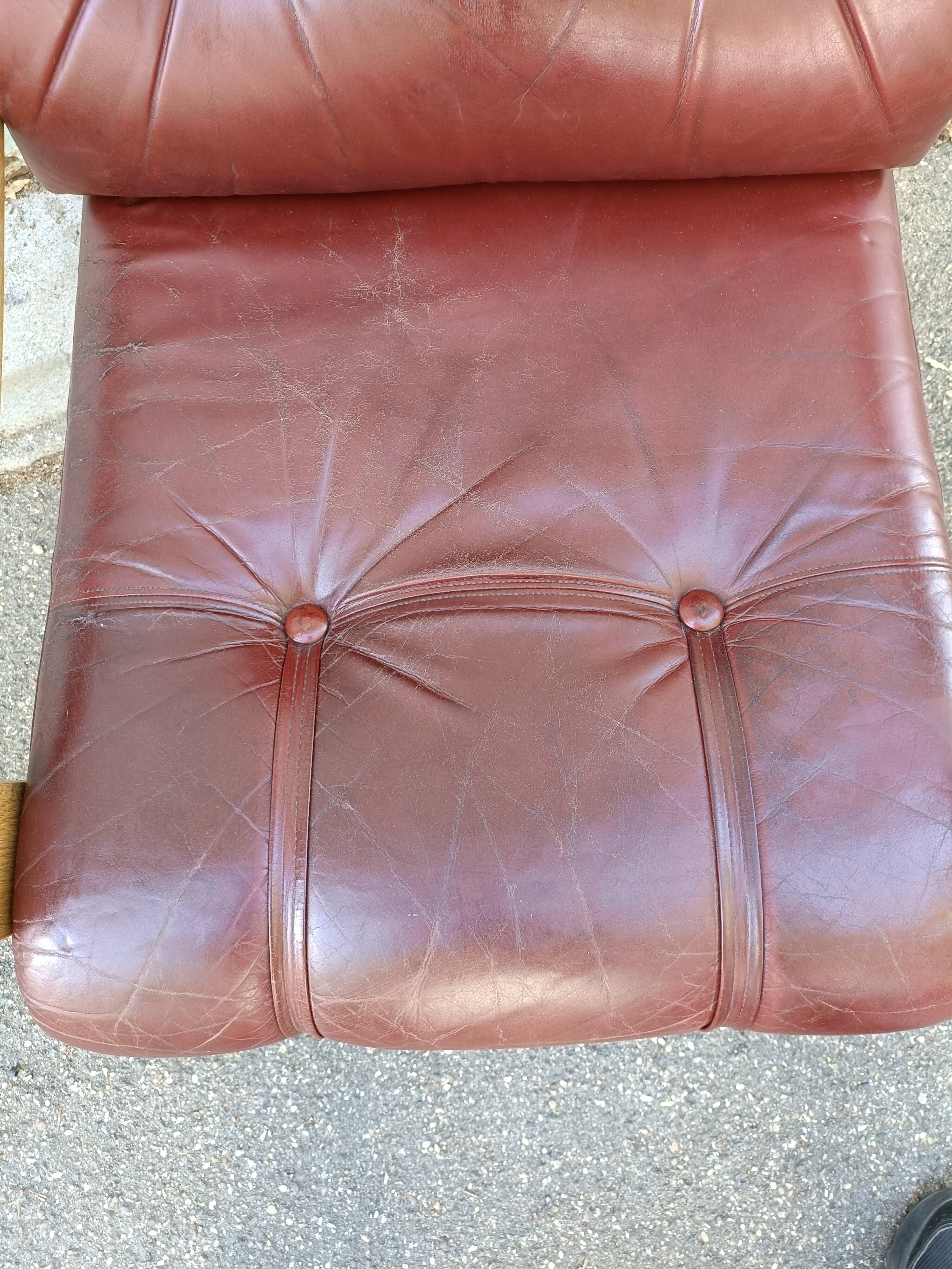 Danish vintage armchair light oak and leather.