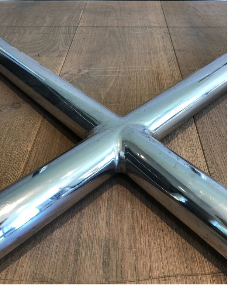 Chrome coffee table with a glass top