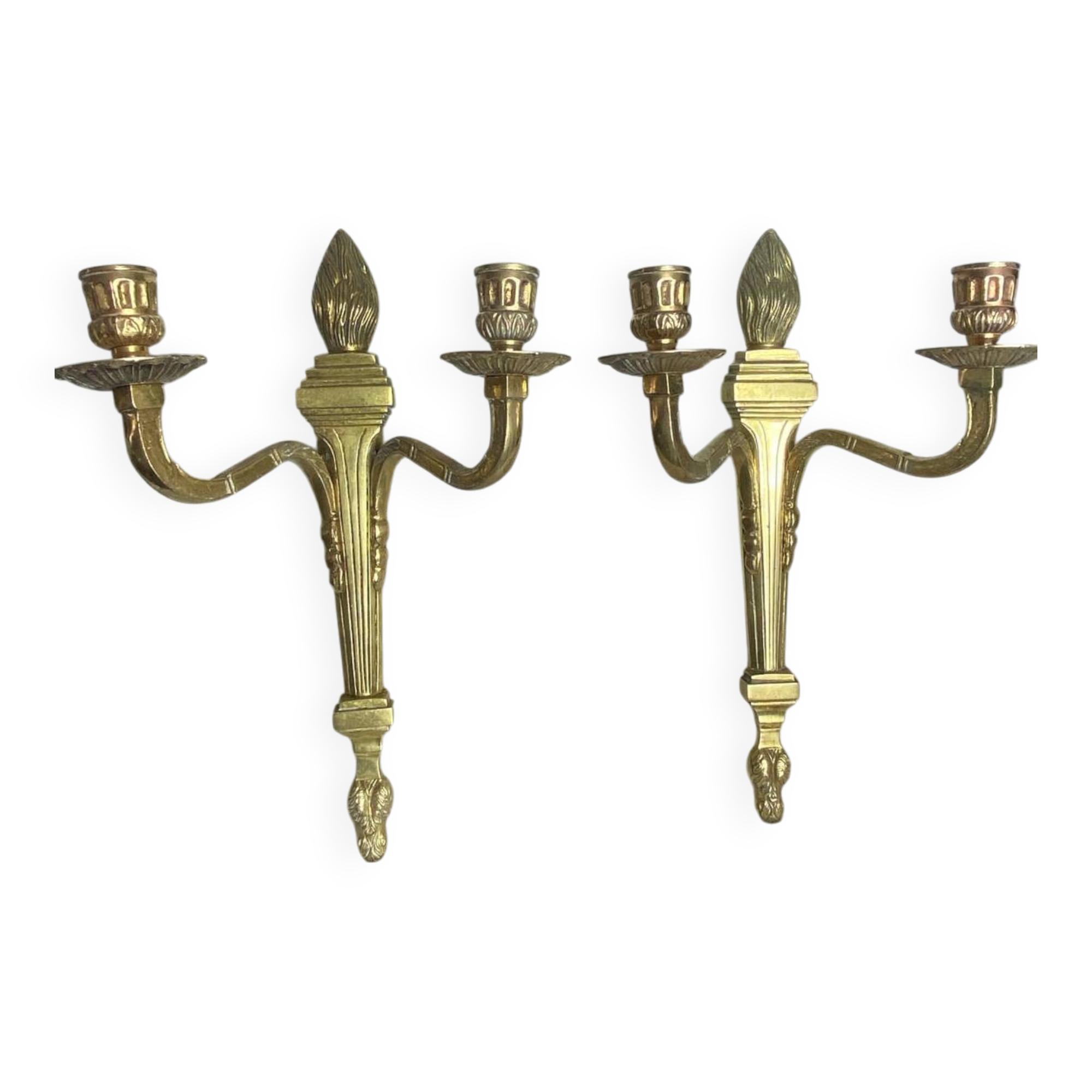 Two Empire style bronze wall candlesticks