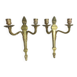 Deux bougeoirs muraux en bronze style Empire