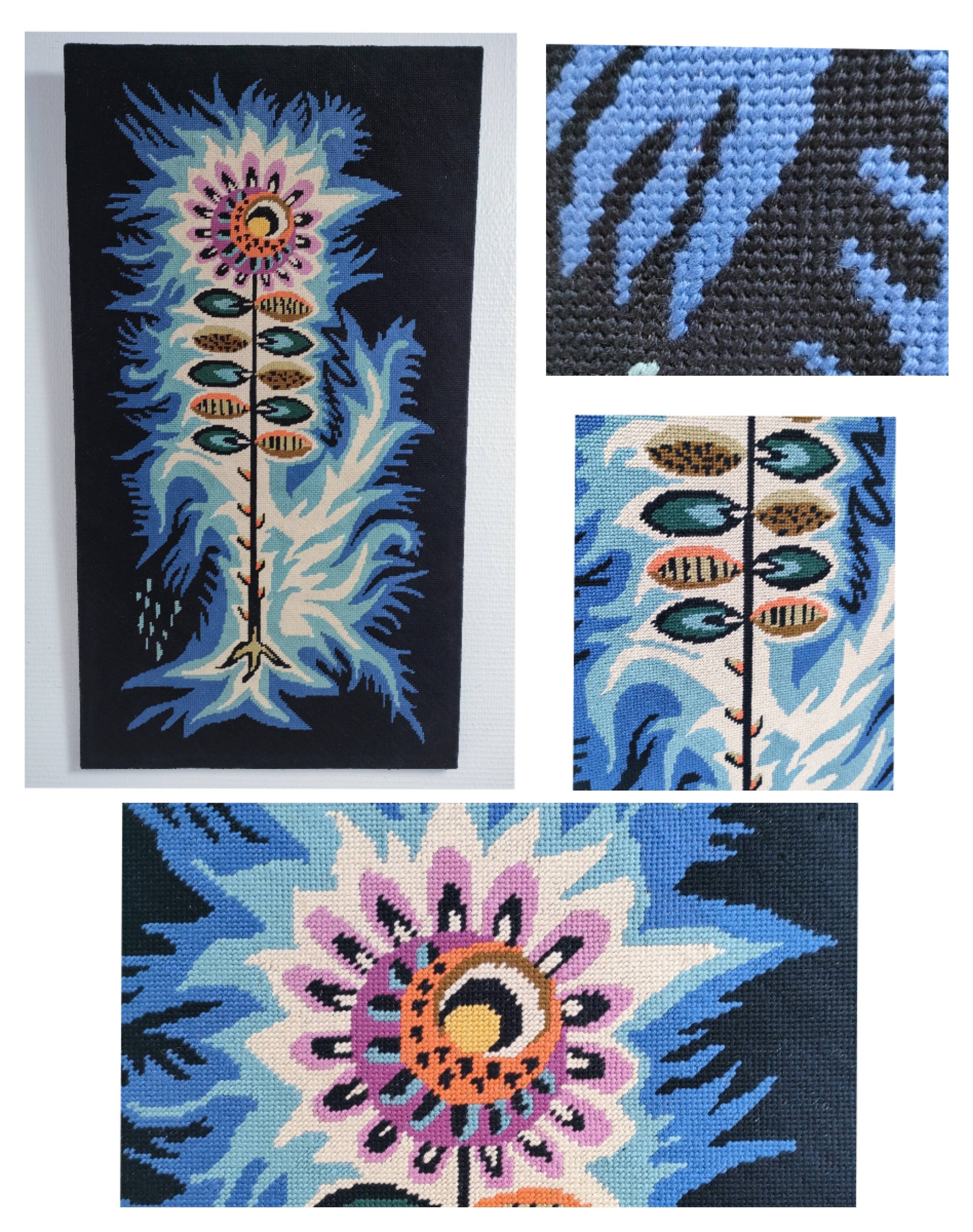 70s design flower tapestry