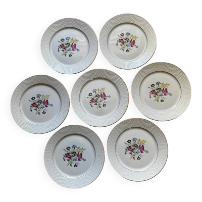 6 Assiettes Plates Sarreguemines Vintage Sarreguemines