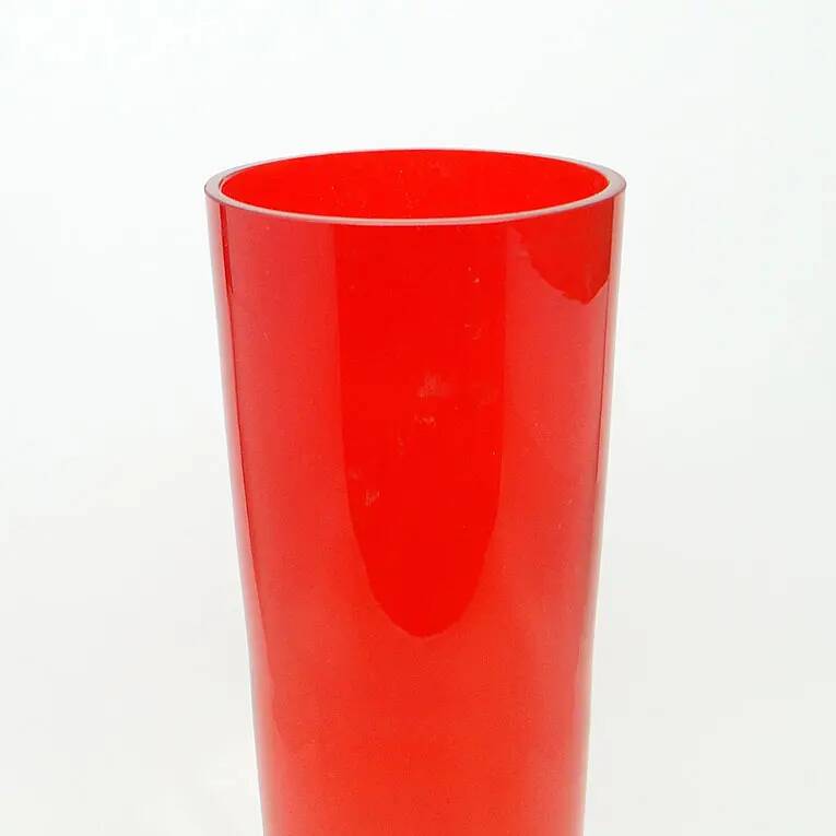 Postmodernist vase, red glass, Poland, 1970s