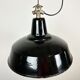 Industrial Black Enamel Factory Lamp with Cast Iron Top, 1950s