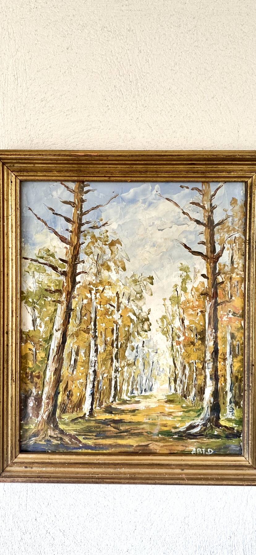 Oil on canvas, glazed wooden frame